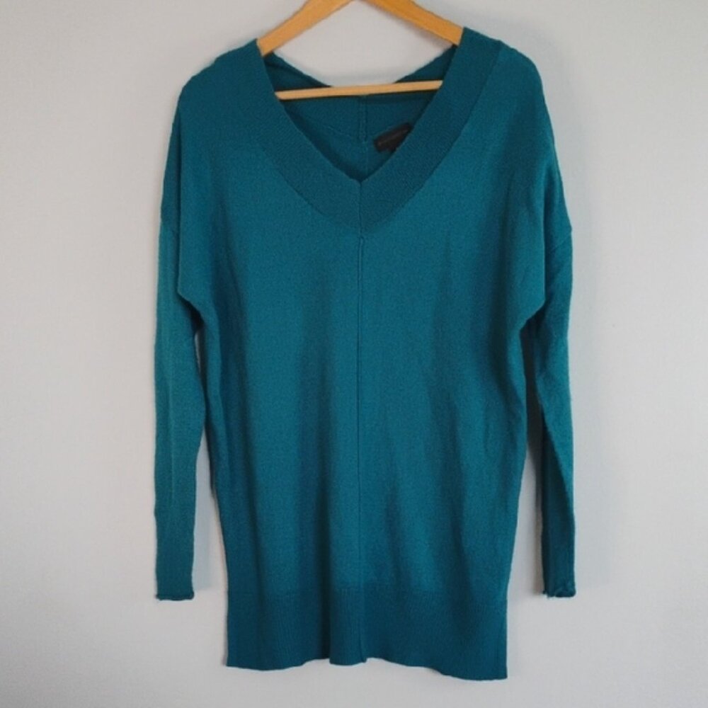 Worthington Teal V-Neck Knitted Long Sleeve Sweater Size M Casual Cozy Warm